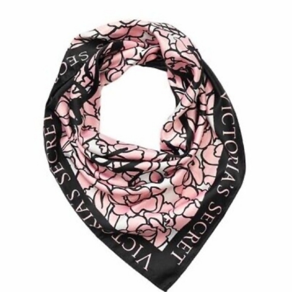 Victoria’s Secret Bombshell Signature Scarf Black Multi-Color Floral 25"…